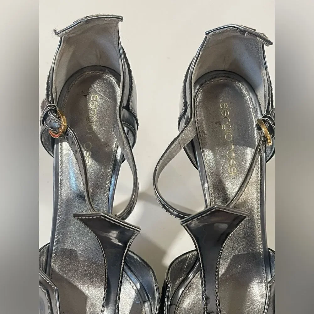 Sergio Rossi Silver/Gray Metallic Heels